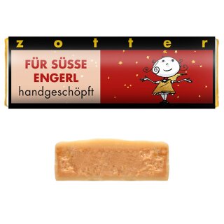 Schoko-Mini "Für süße Engerl" Weiße Schokolade mit Krokant