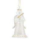 Glasdekoration ENGEL MIT FLOTE 11cm, transparent-gold