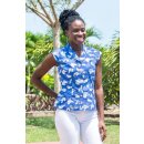 Retro Bluse, organic blue