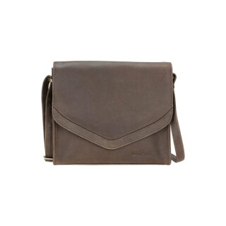 Handtasche CURVED M Stonewash braun, Rindsleder