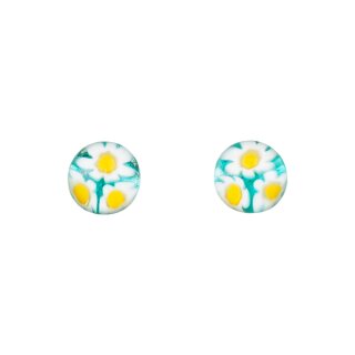 Ohrstecker MARGARITA turkis-gelb, Perle gros, Silber