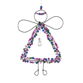 Perlendekoration ENGEL 13cm, fuchsia-blau