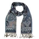 Schal PAISLEY blau-zickzack 160x35cm Wolle