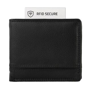 Börse Nappa-CITY 11x9,5 RFID secure schwarz, Rindsleder