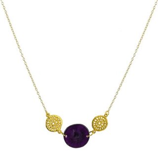 Kette MANDALA lila, 24K vergoldet mit Tagua