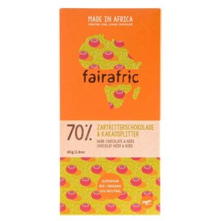 fairafric - BIO Zartbitterschokolade Nibs 70% 80g