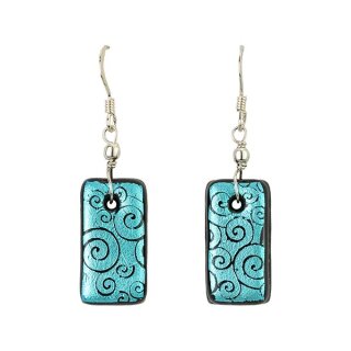 Ohrhanger FOLIARES gros aqua Dicroglas, Silber