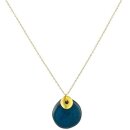 Kette kreisrund indigo, 24K vergoldet mit Tagua