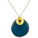 Kette kreisrund indigo, 24K vergoldet mit Tagua