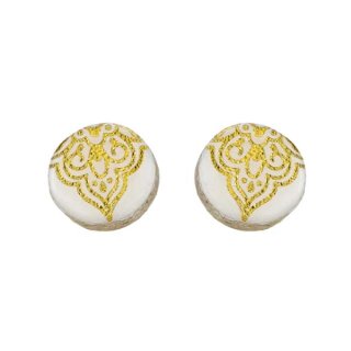 Ohrstecker mit Goldverzierung rund weis-gold, Fliese