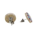 Ohrstecker floral rund blau-rot, Fliese