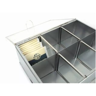 Tee- und Aufbewahrungsbox, Edelstahl und Glas, silber, 22,5 x 16 x 8 cm,