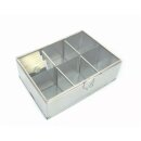 Tee- und Aufbewahrungsbox, Edelstahl und Glas, silber, 22,5 x 16 x 8 cm,