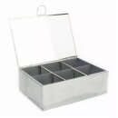 Tee- und Aufbewahrungsbox, Edelstahl und Glas, silber, 22,5 x 16 x 8 cm,