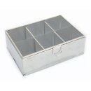 Tee- und Aufbewahrungsbox, Edelstahl und Glas, silber, 22,5 x 16 x 8 cm,