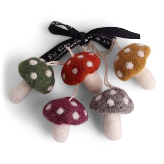 Fliegenpilze mini farbig, 5er Set, 4 cm