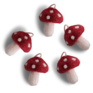 Fliegenpilze mini rot, 5er Set, 4 cm