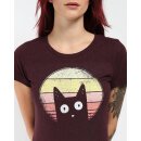 T-Shirt - Sunset Cat S heather grape red