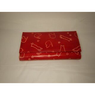 Brieftasche 19x10cm FELINE, Ziegenleder_Katze rot
