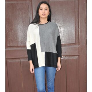 Pullover IKA XL weiß/grau/schwarz