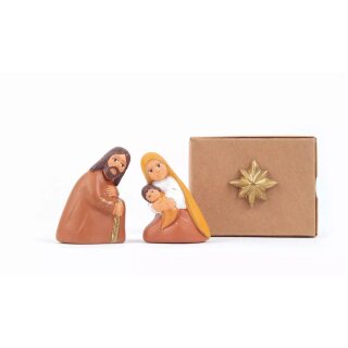 Mini-Krippe in Schachtel "Goldener Stern", Ton, 2-teilig, H 5 cm