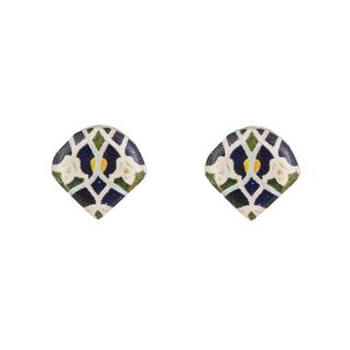 Ohrstecker symmetrisches Muster mini blau-grun, Fliese