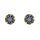 Ohrstecker Sternblume rund blau-grun, Fliese