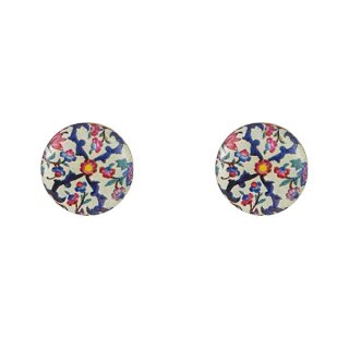 Ohrstecker Blumen-Muster, blau-bunt, Fliese