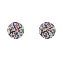Ohrstecker Blumen-Muster, blau-bunt, Fliese
