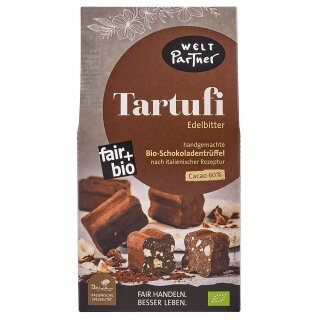 Tartufi Edelbitter, bio°, handgemachte Schokoladentrüffel, einzeln verpackt, 125g, vegan