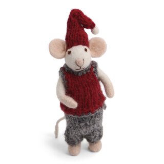 Maus Boy, weiß mit Hose, 15 cm