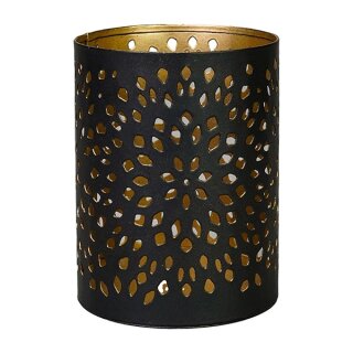 Windlicht 8x10cm FIRESTARS schwarz-gold, Eisenblech