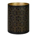 Windlicht 8x10cm HONEYCOMB schwarz-gold, Eisenblech