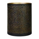 Windlicht 10x13cm LILIES schwarz-gold, Eisenblech