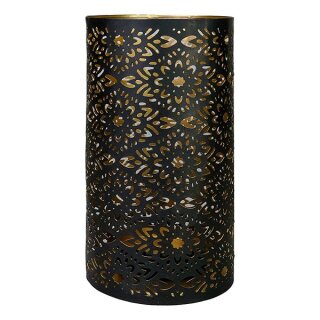 Windlicht 13x23cm FLORAL schwarz-gold, Eisenblech