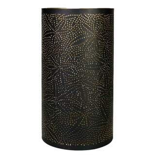 Windlicht 13x23cm LILIES schwarz-gold, Eisenblech
