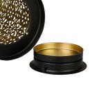 Windlicht 13x23cm LILIES schwarz-gold, Eisenblech