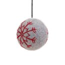 Weihnachtskugel STERNFLOCKE 5cm grau, Wollfilz