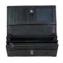 Brieftasche LADY Blumengarten 19,5x10cm RFID schwarz, Leder