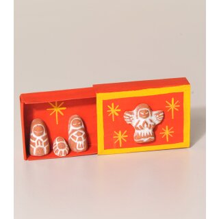 KRIPPE Zündholzschachtel rot, Tonfiguren, 3,5x5x1cm