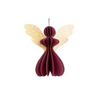 Baumschmuck Engel Origami 7cm beere-gold mit Sternen, Papier
