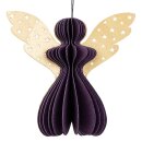 Baumschmuck Engel Origami 7cm purpur-gold Sterne, Papier