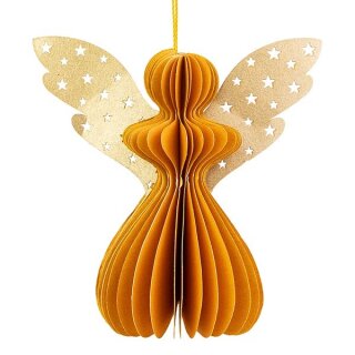 Baumschmuck Engel Origami 7cm altgold mit Sternen, Papier