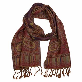 Schal PAISLEY curry-rot, 165x35cm Wolle
