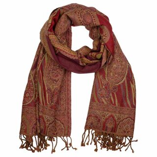 Wendestola PAISLEY weinrot-curry 180x65cm Wolle