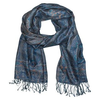 Schal PAISLEY steingrau 190x50 cm, Seide