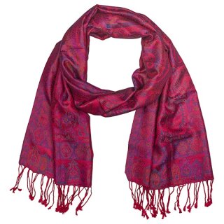 Schal PAISLEY feuerrot-pink 190x50 cm, Seide