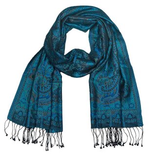 Schal PAISLEY midnight blue 190x50 cm, Seide