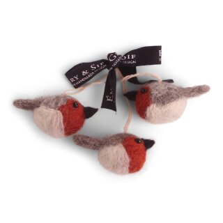 Mini Vögel rot, 3er Set, 6 cm