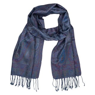 Schal PAISLEY hellblau-grau 165x35cm, Seide